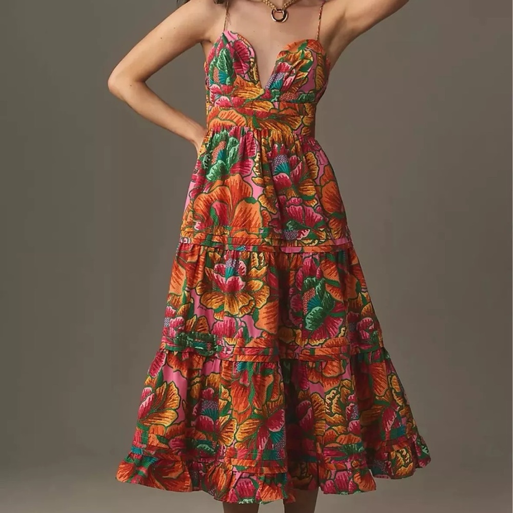 FARM Rio Vibrant Floral Midi Dress
